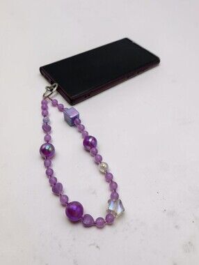 Handmade Purple Beaded Phone Charm